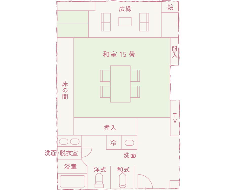 和室15畳の間取り