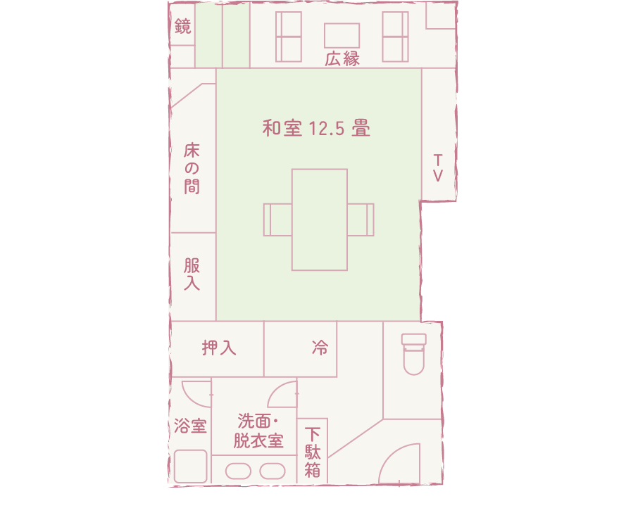 和室12.5畳の間取り